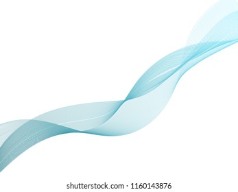 Blue gradient wave. Abstract and transparent wavy ribbon for your design.
