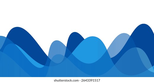 Blue gradient wave layer white background  wavy lines feeling of  art horizontal sky scene