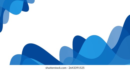 Blue gradient wave layer white background  wavy lines feeling of  art horizontal sky scene modern