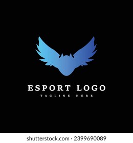 blue gradient wings vector logo design