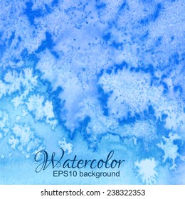 Blue gradient winter vector abstract nature ornamental watercolor background.