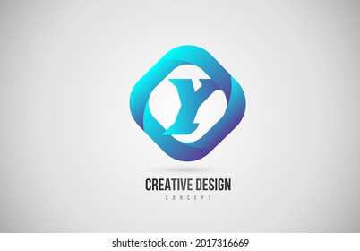 blue gradient Y alphabet letter logo icon. Creative design for company