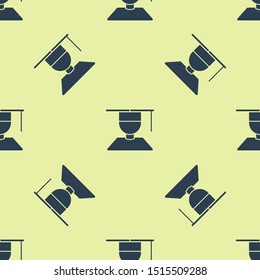 Blue Graduate and graduation cap icon isolated seamless pattern on yellow background.  Vector Illustration