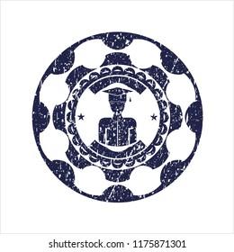 Blue graduated icon inside distressed rubber texture