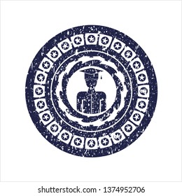 Blue graduated icon inside rubber seal
