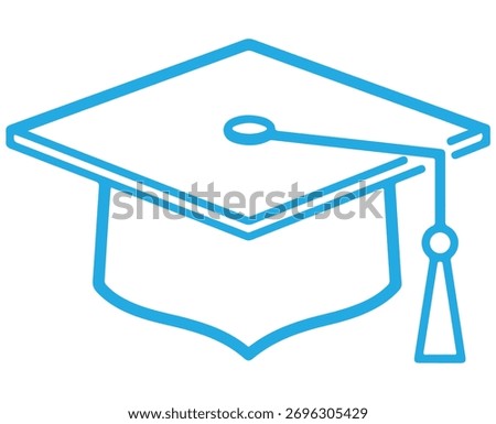 Blue graduation cap icon isolated on white background