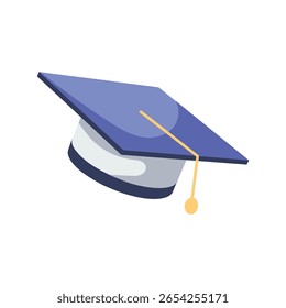 Gorra de graduación azul con fondo blanco
