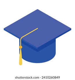 Blue graduation hat icon isometric vector. Diploma cap. Learn student
