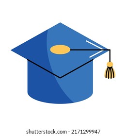 blue graduation hat isolated icon