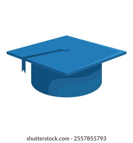 Blue graduation hat representing successful completion of studies, knowledge and expertise