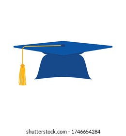 Blue Graduation Hat Vector, Graduation Hat and Gown, College Commencement Hat Icon Illustration Background.