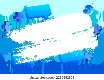 Fondo de grafiti azul con pincel blanco. Resumen de arte callejero moderno con un estilo de pintura urbana.