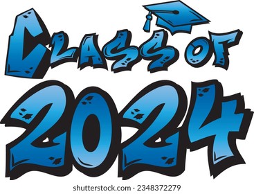 Blue Graffiti Class of 2024 Logo