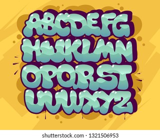 Blue graffiti font, vector illustration, EPS 10