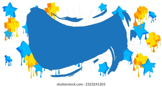 Blue Graffiti speech bubble on colorful background. Abstract modern street art decoration backdrop performed in urban painting style.