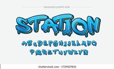 Blue Graffiti Style Modern Typography Artistic Font Design