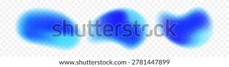 Blue grainy gradient abstract blob shapes set