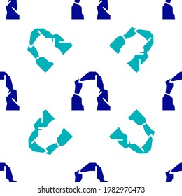 Blue Grand canyon icon isolated seamless pattern on white background. National park in Arizona United States.  Vector Illustration