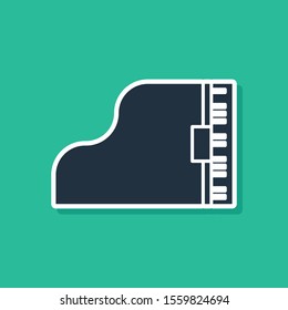 Blue Grand piano icon isolated on green background. Musical instrument.  Vector Illustration