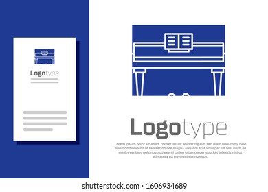 Blue Grand piano icon isolated on white background. Musical instrument. Logo design template element. Vector Illustration