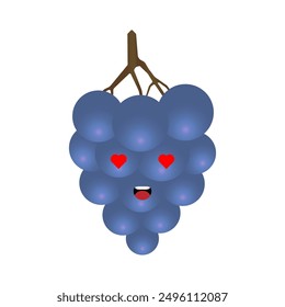 blue grapes emoticon illustration vector. Illustration grapes isolated on white backgrounds