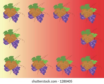 blue grapes frame on a red background
