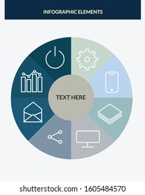 Blue Graph with Business Icons, Presentation Elements, Infographic Professional Round Infographic
