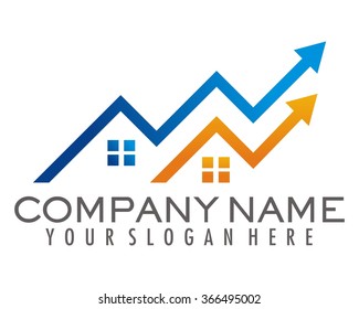 blue graph chart home house logo icon image