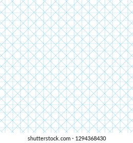Blue graph diagonal line white sheet artwork.
Grid drawing checker and crossing abstract paper background vector.