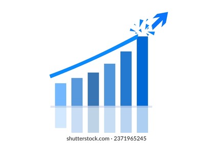 Blue graph exponential growing economy breaking arrow