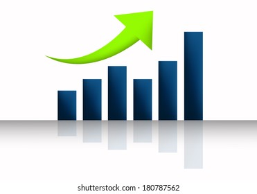 blue graph growth green point arrow for business artwork for design on modern presentation and website design 