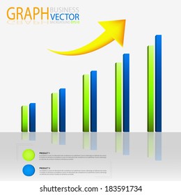 blue graph growth yellow point arrow for business artwork for design on modern presentation and website design