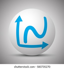 Blue Graph icon on white sphere
