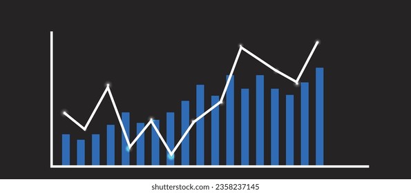 gráfico azul hacia arriba en el vector de fondo negro