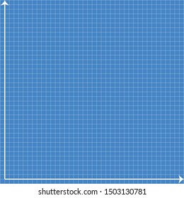 Blue graph paper, white line with x axis, y axis