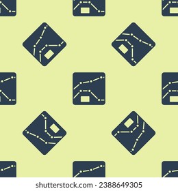 Blue Graph, schedule, chart, diagram, infographic, pie graph icon isolated seamless pattern on yellow background.  Vector