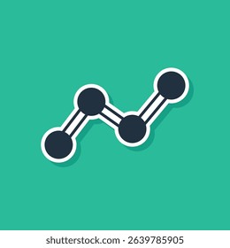 Blue Graph, schedule, chart, diagram, infographic, pie graph icon isolated on green background.  Vector