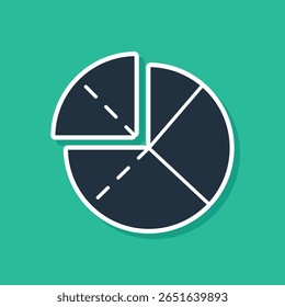 Blue Graph, agenda, gráfico, diagrama, infográfico, ícone de gráfico de pizza isolado no fundo verde.  Ilustração de vetor