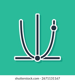 Blaue Grafik, Zeitplan, Diagramm, Diagramm, Infografik, Tortendiagramm-Symbol einzeln auf grünem Hintergrund.  Vektorgrafik