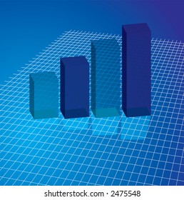 Un gráfico azul para mostrar un aumento de negocio