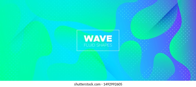 Blue Graphic Background. Fluid Colorful. 3d Minimal Poster. Futuristic Wave Flyer. Dynamic Background. Teal Fluid Shapes. Neon 3d Modern Poster. Wave Liquid Banner. Abstract Background.