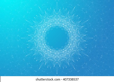 Blue graphic background molecule and communication. Connected lines with dots. Medicine, science, technology design .Vector illustration.