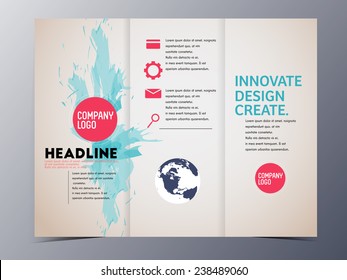 blue graphic design element brochure template tri-fold vector illustration for use as product presentation or company presentation 