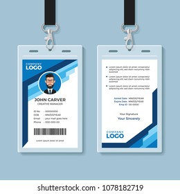 Blue Geometric Id Card Design Template Stock Vector (Royalty Free ...