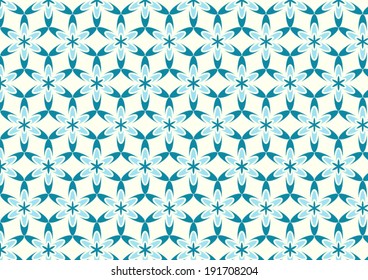 Blue graphic flower in modern shape pattern on pastel background. Sweet and classic pattern style for vintage or cute design