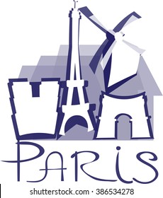 blue graphic logo of Paris. Eps10