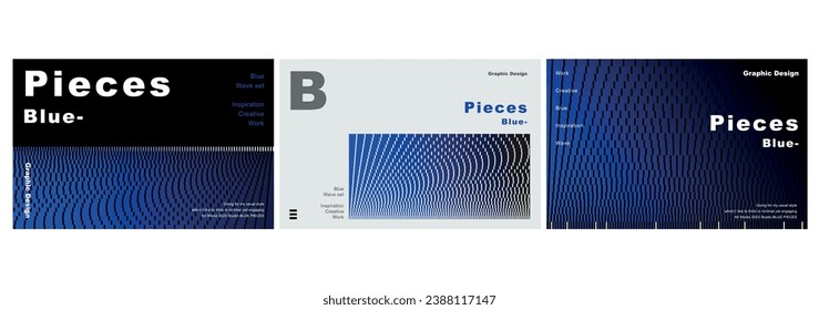 Blue Graphic Modern Pattern Template - Pieces studio design poster web background printing editorial design cover vector geometric abstract square dot flow premium electronic code digital coding