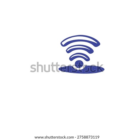 A blue graphic symbol representing a wireless signal emanating from a central point.