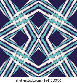 Patrón transparente del vector tribal gráfico azul. Impresión Tradicional de Mosaico Gráfico. Impresión de moda indonesia. El vector japonés blanco índigo es un patrón sin problemas