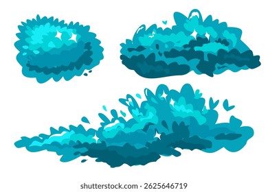 blue grass element set in anime style for background